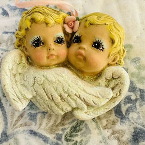 Vintage Scioto Angel Signed and Dated ceramic ornament Victorian farmhouse